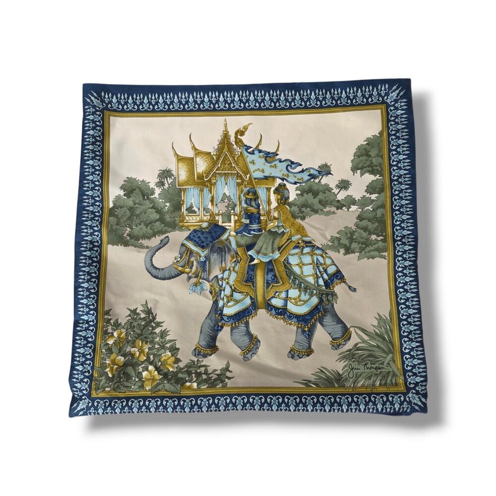 Jim Thompson Silk Pillowcase Cover Royal Asian Elephant Bangkok Thai Chinoiserie